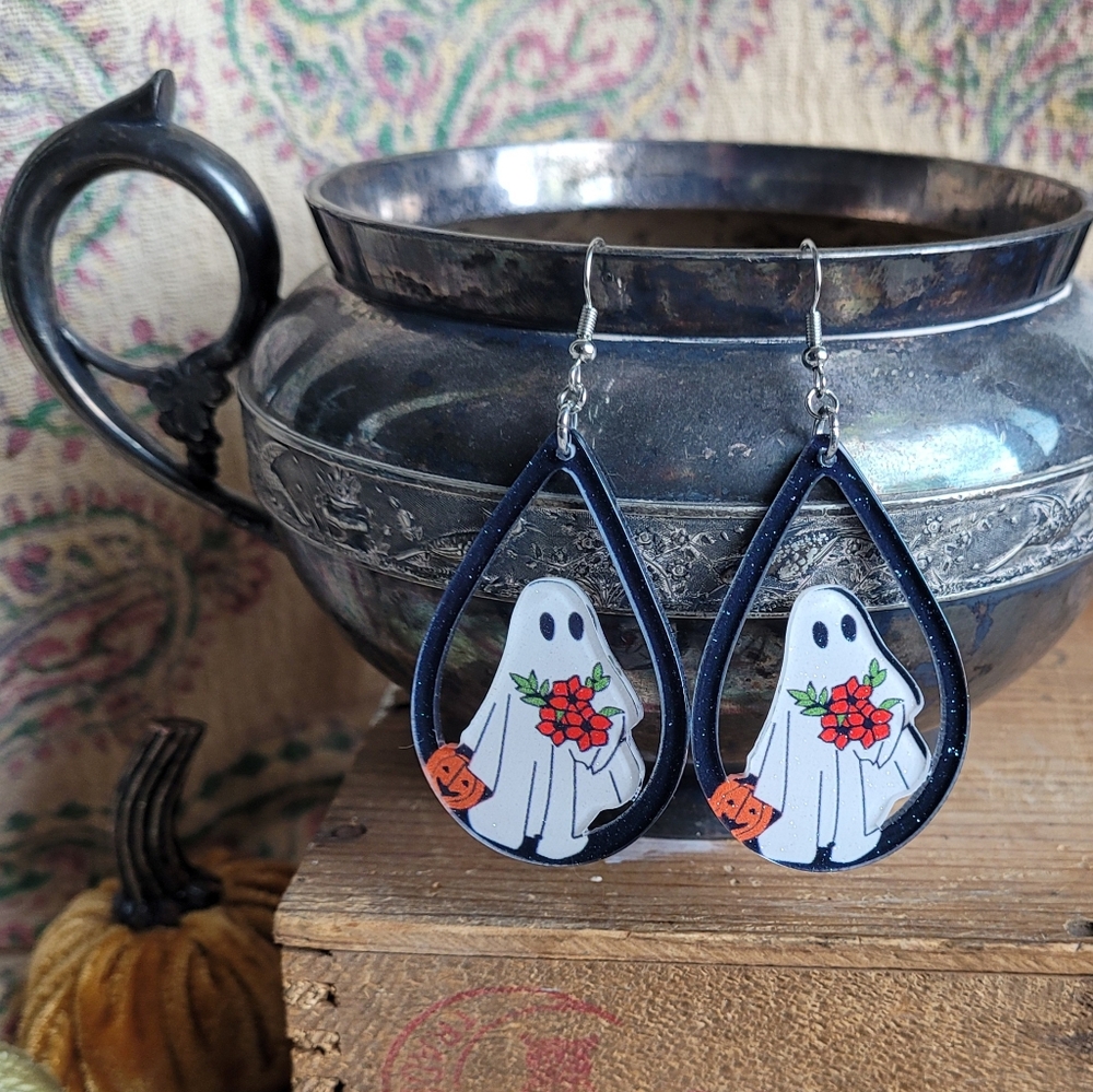 Sweet Ghost Halloween Earrings Handmade